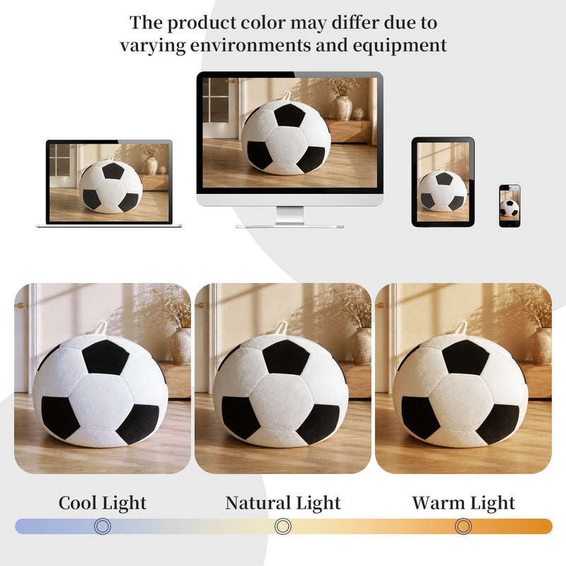 Soccer-Shaped Bean Bag Chair with Flannelette Upholstery - Multi-Color, photo 9 of 10
