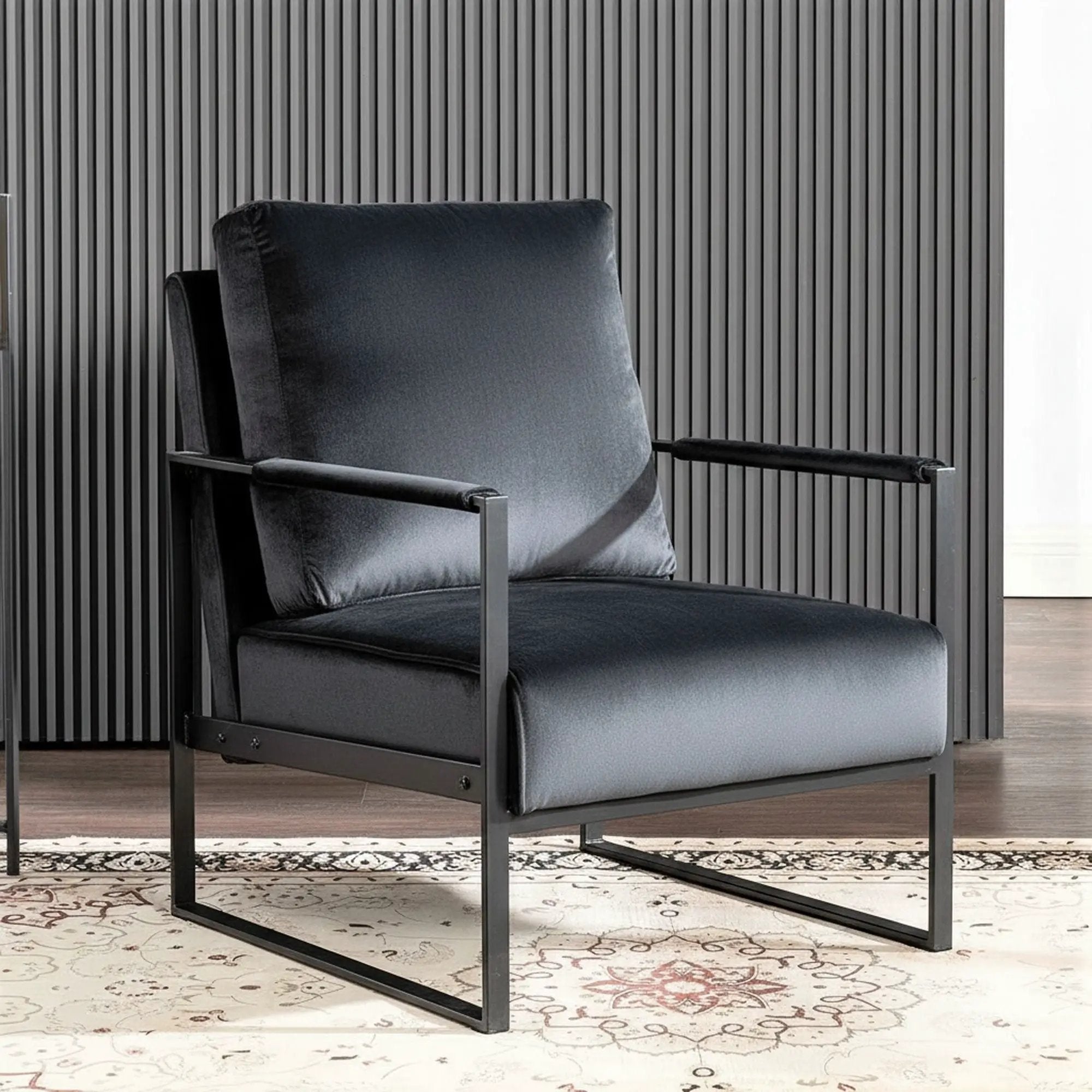 Classic Mid Century Modern Accent Chair With Durable Square Metal Frame, Armchair by Unique Piece Furniture
