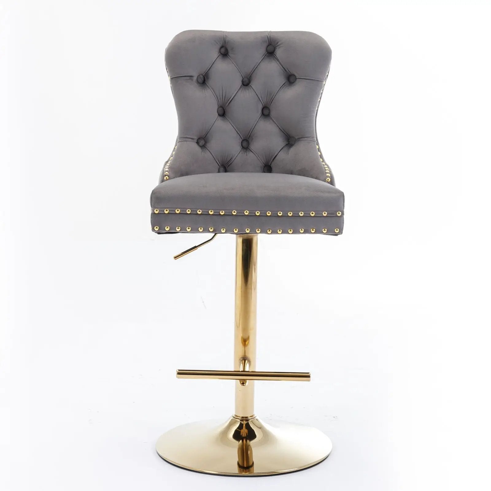 Thick Swivel Barstools Adjusatble Seat Height From 25-33", Modern Upholstered Bar Stools With Backs Comfortable Tufted For Home Pub And Kitchen Island (Set of 2) by Unique Piece Furniture