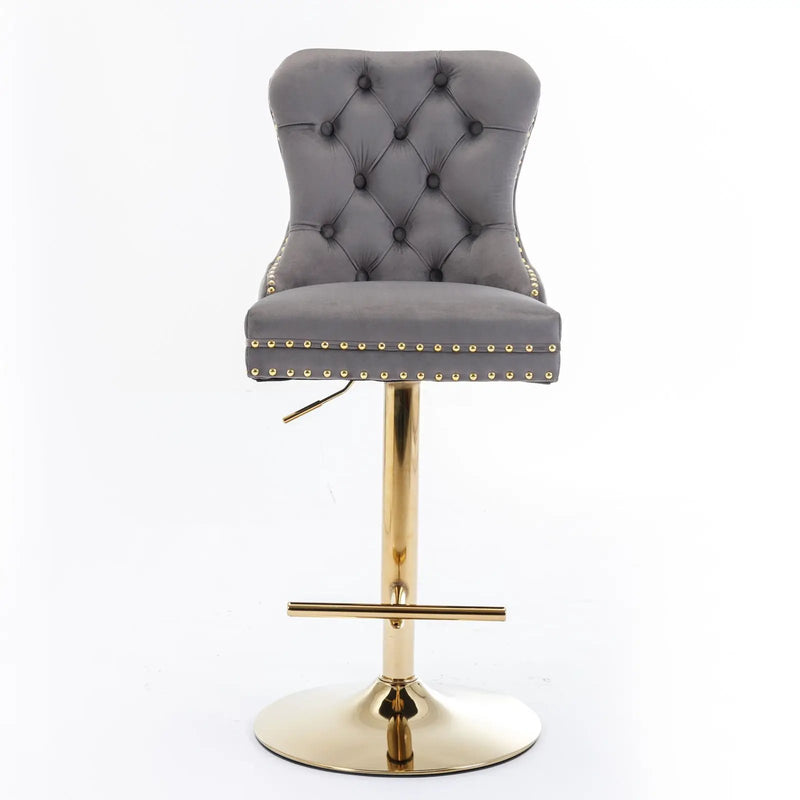 Thick Swivel Barstools Adjusatble Seat Height From 25-33", Modern Upholstered Bar Stools With Backs Comfortable Tufted For Home Pub And Kitchen Island (Set of 2) by Unique Piece Furniture