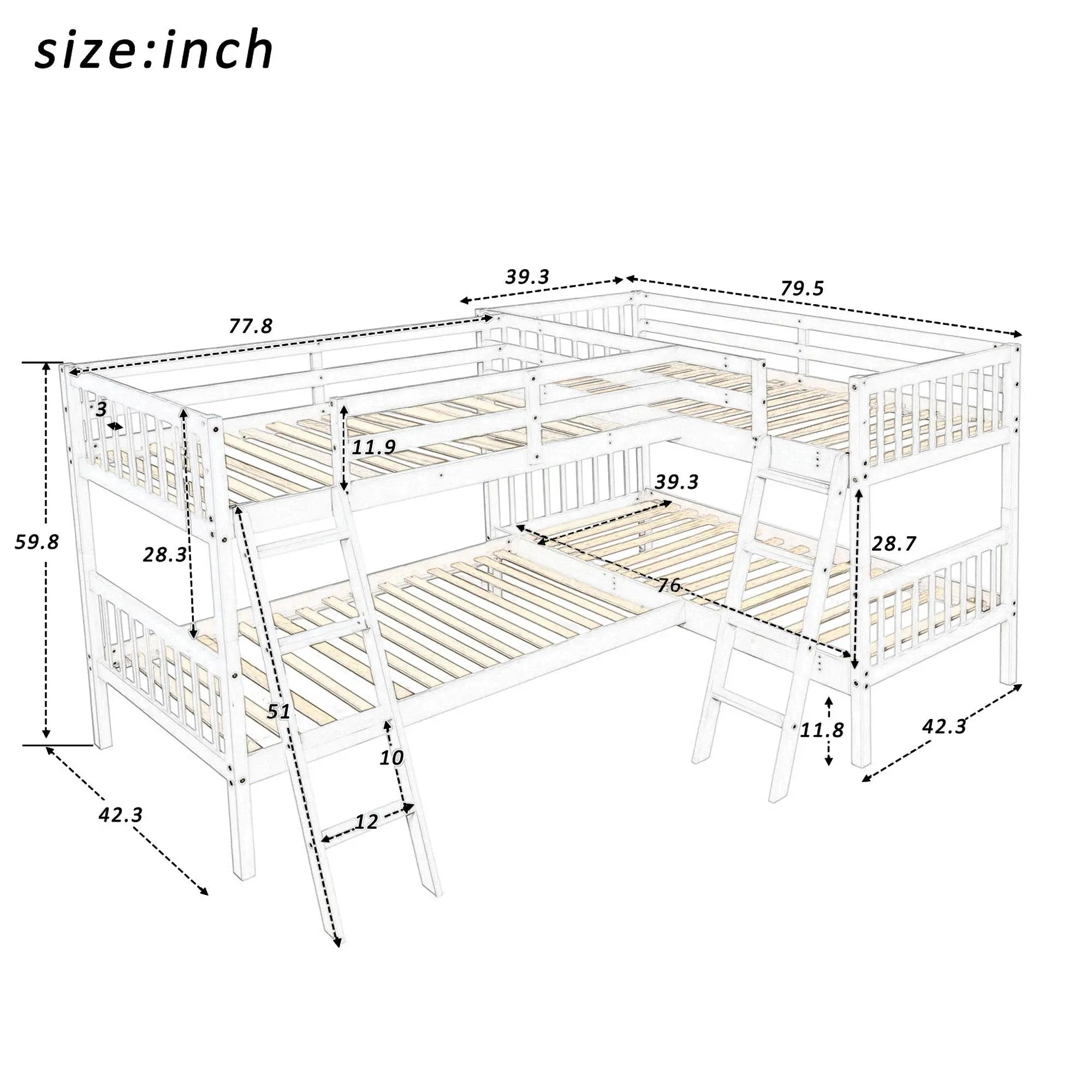 L Shaped Bunk Bed With Ladder by HouseOfZazla