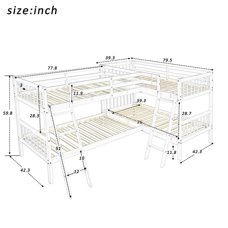 L Shaped Bunk Bed With Ladder by HouseOfZazla