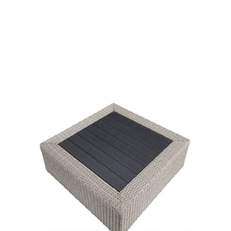 Salena - Patio Sectional Sofa With 4 Pillows & Coffee Table - Beige Fabric & Gray Wicker by Unique Piece Furniture