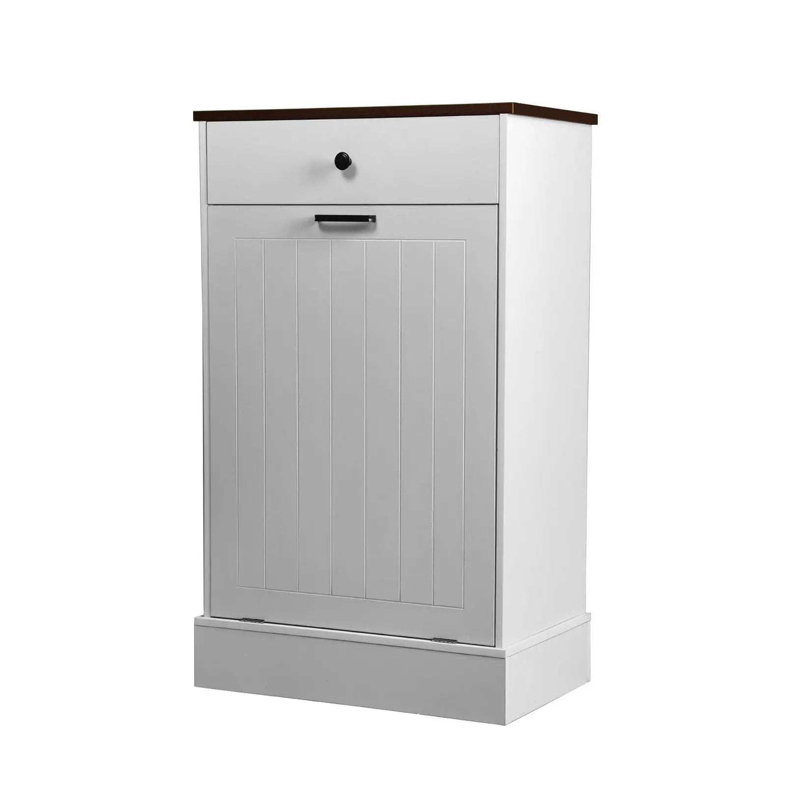 Tilt Out Trash Cabinet With Drawer, 10 Gallon Hamper - White by Unique Piece Furniture