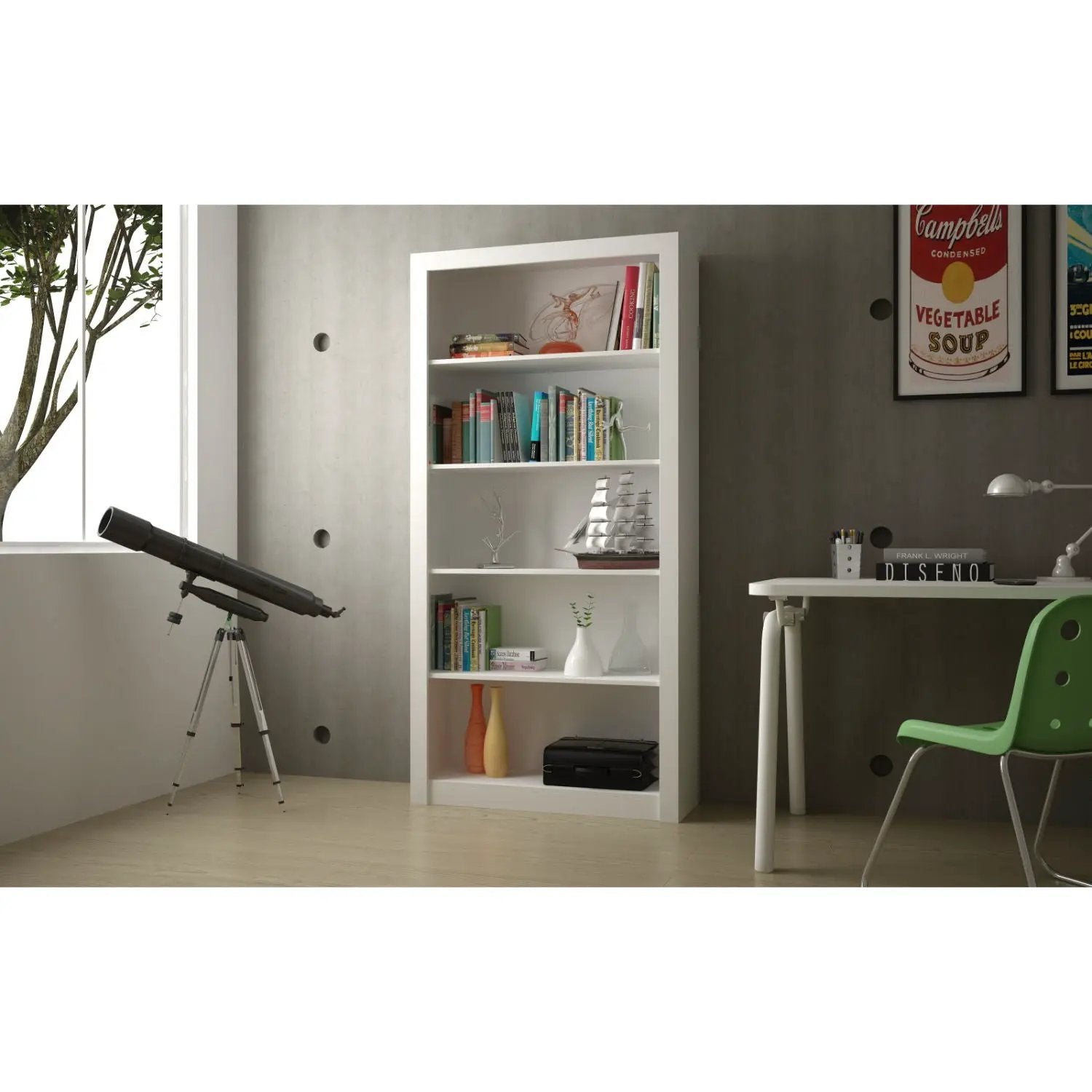 Olinda - Modern 5 Shelf Open Bookcase by HouseOfZazla