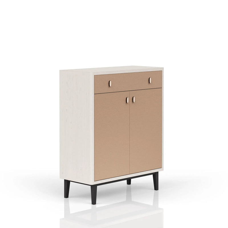 Bar Cabinet With Large Storage - White / Pecan by HouseOfZazla