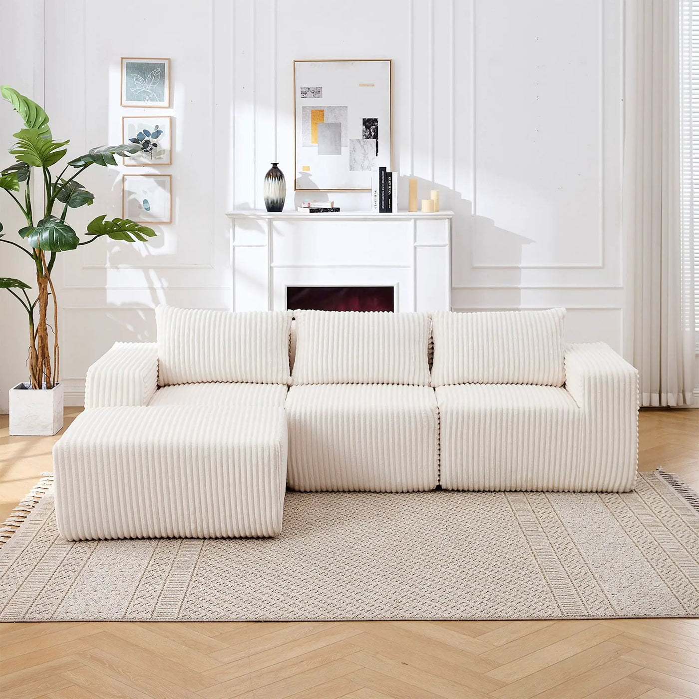 L - Shape Modern Minimalist Modular Sectional Sofa, Upholstered Cloud Couch With Deep Seats by Unique Piece Furniture