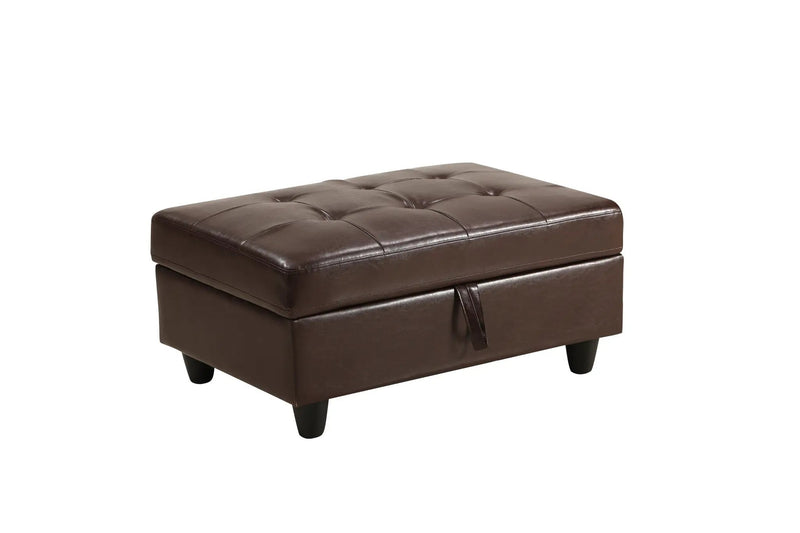 3 Pc Sectional Sofa Set Brown Faux Leather Left-Facing Chaise by HouseOfZazla