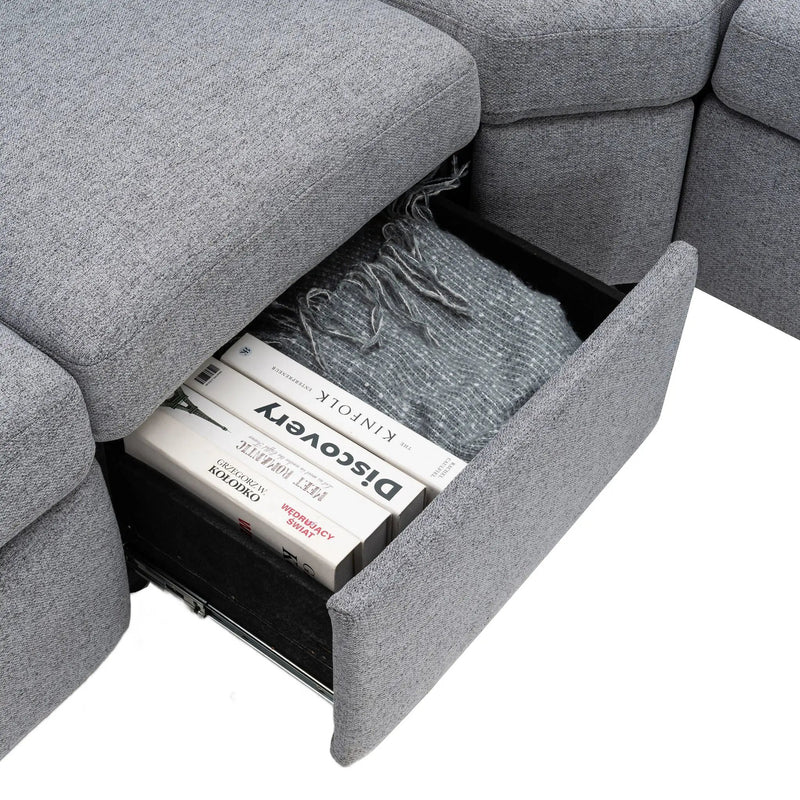 Power Recliner Sectional Sofa Home Theater Reclining Sofa With Two USB Ports, Two Storage Drawers For Living Room by HouseOfZazla