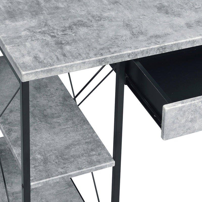 Grey and Black Desk with Drawer - Wood and Metal, photo 7 of 8