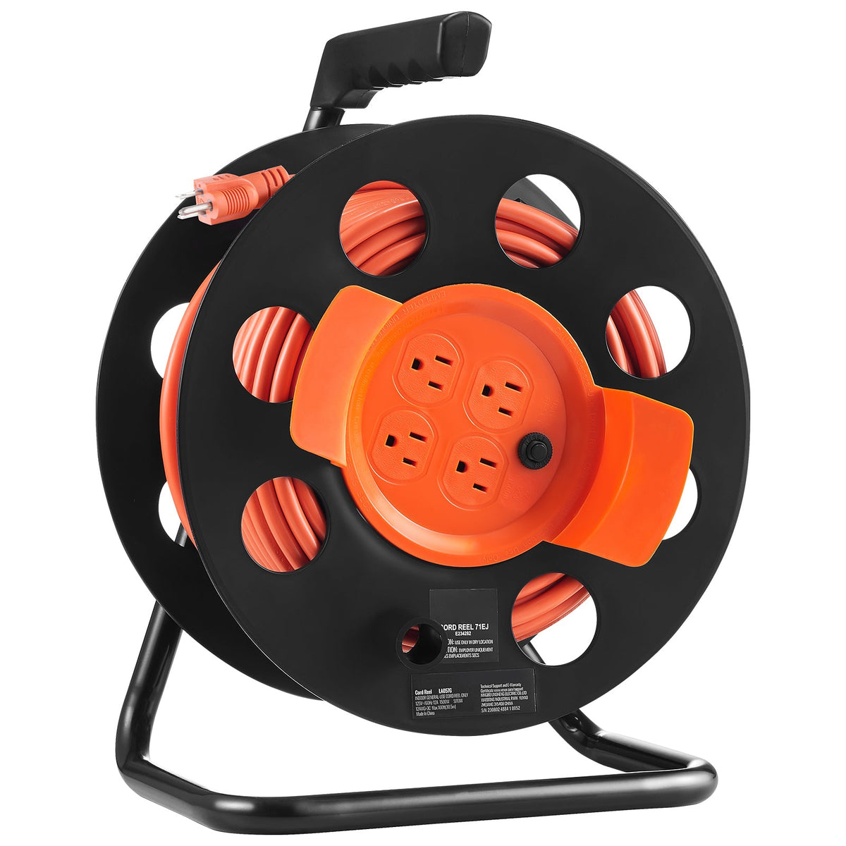 100FT Extension Cord Reel with 4 Outlets and Dust Cover, photo 9 of 10
