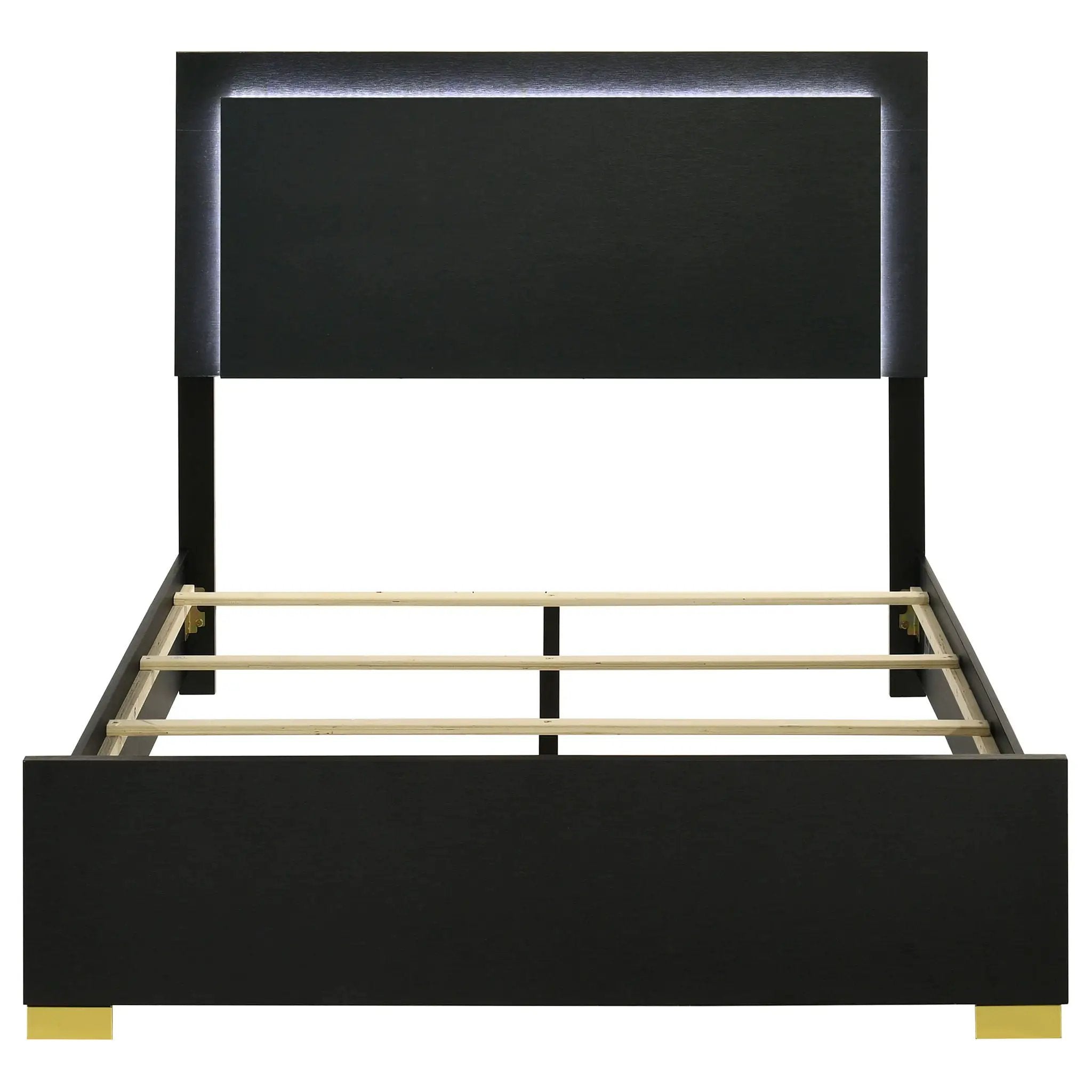 Marceline Wood Full LED Panel Bed Black by Unique Piece Furniture