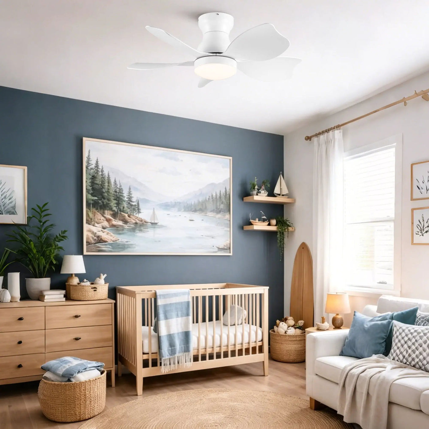 Low Profile Flush Mount Ceiling Fan With Light by HouseOfZazla