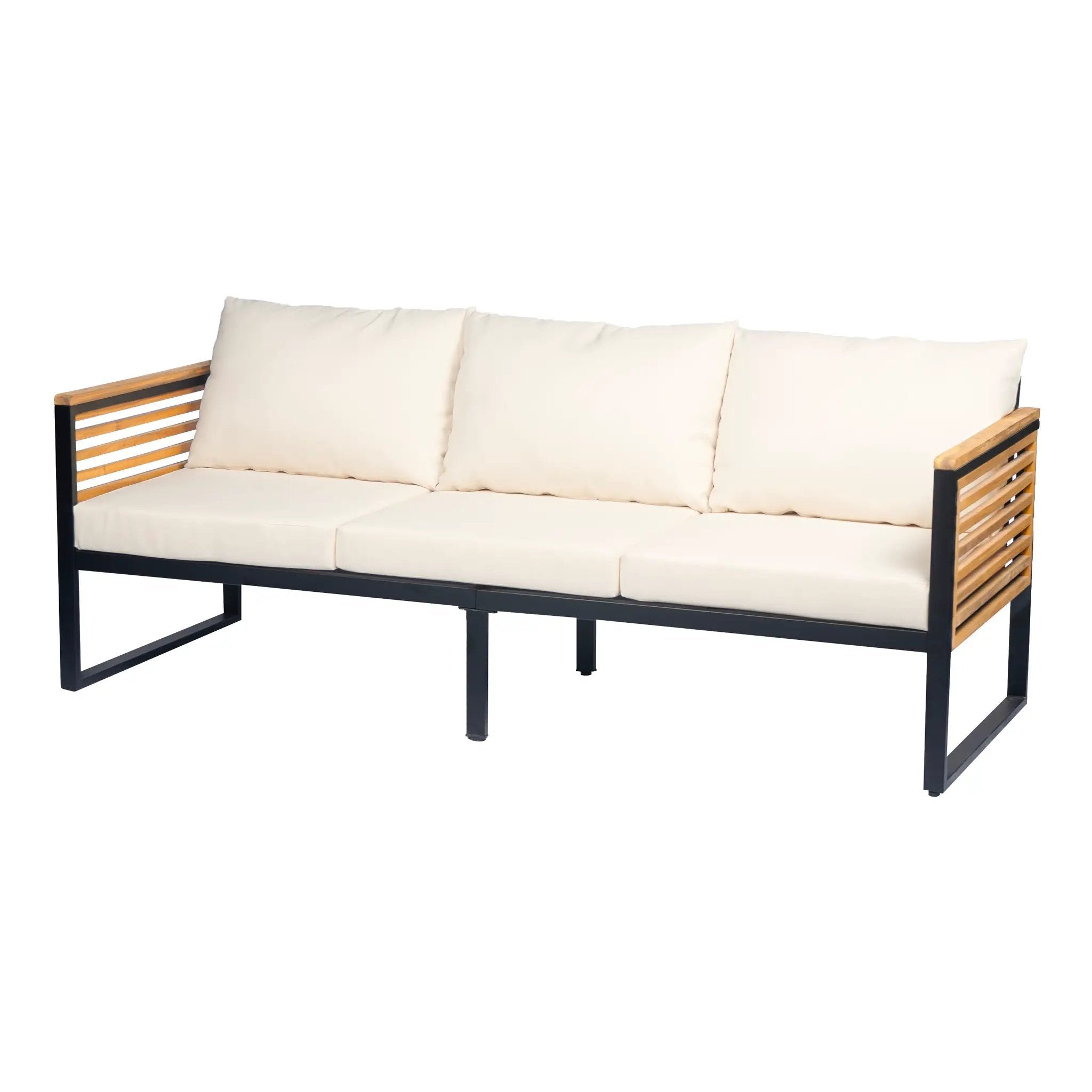 Outdoor 4-Piece Acacia Wood and Metal Patio Sofa Set by HouseOfZazla