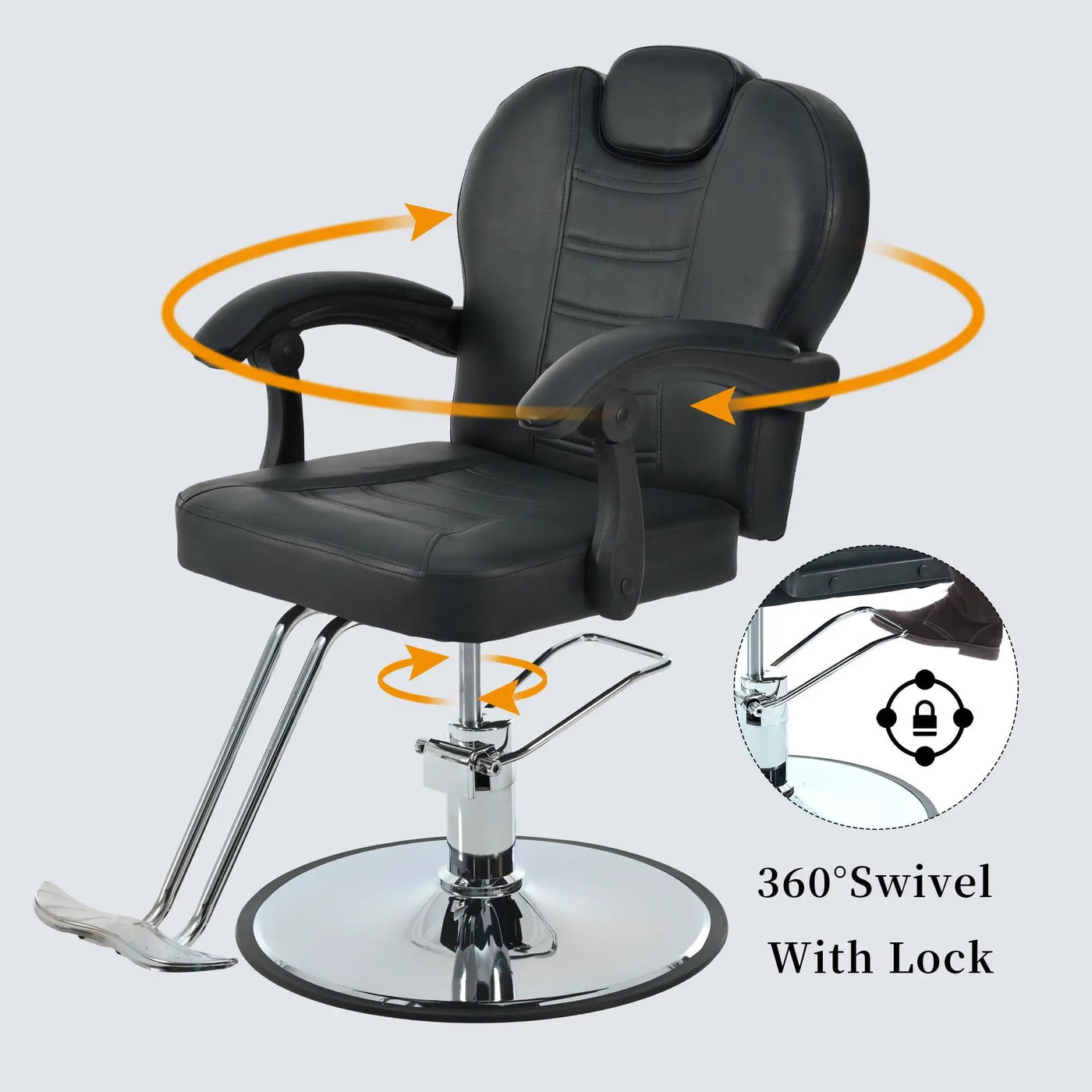 Classic Reclining Barber Chair Salon Chair For Hair Stylist With Heavy Duty Hydraulic Pump, 360° Rotation, Tattoo Chair Shampoo Beauty Salon Equipment, Max Load Weight 330 Lbs by HouseOfZazla