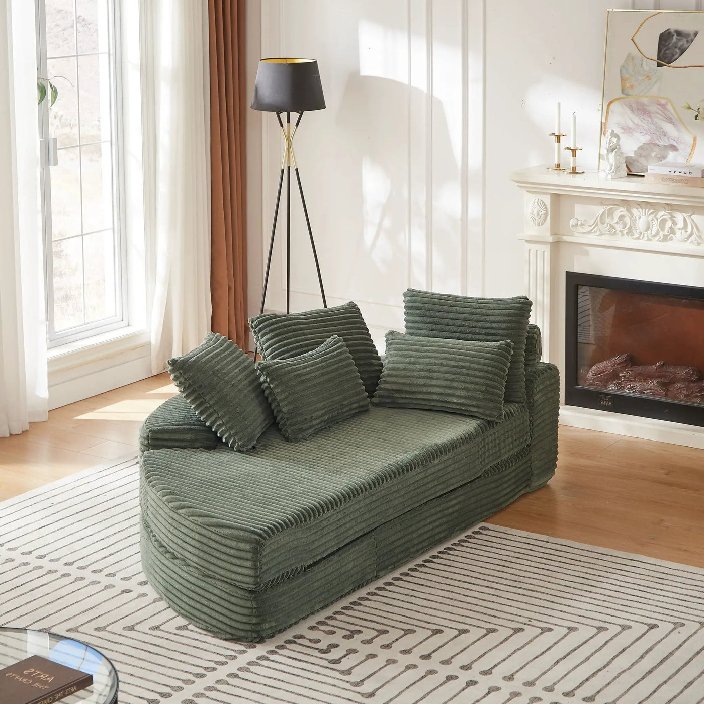 Semi Circular 2 In 1 Sofa Bed With Neck Pillow And Throw Pillows by HouseOfZazla