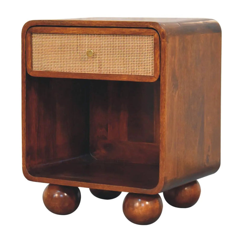 Open Woven Bedside Table, 1 Drawer - Chestnut by Unique Piece Furniture