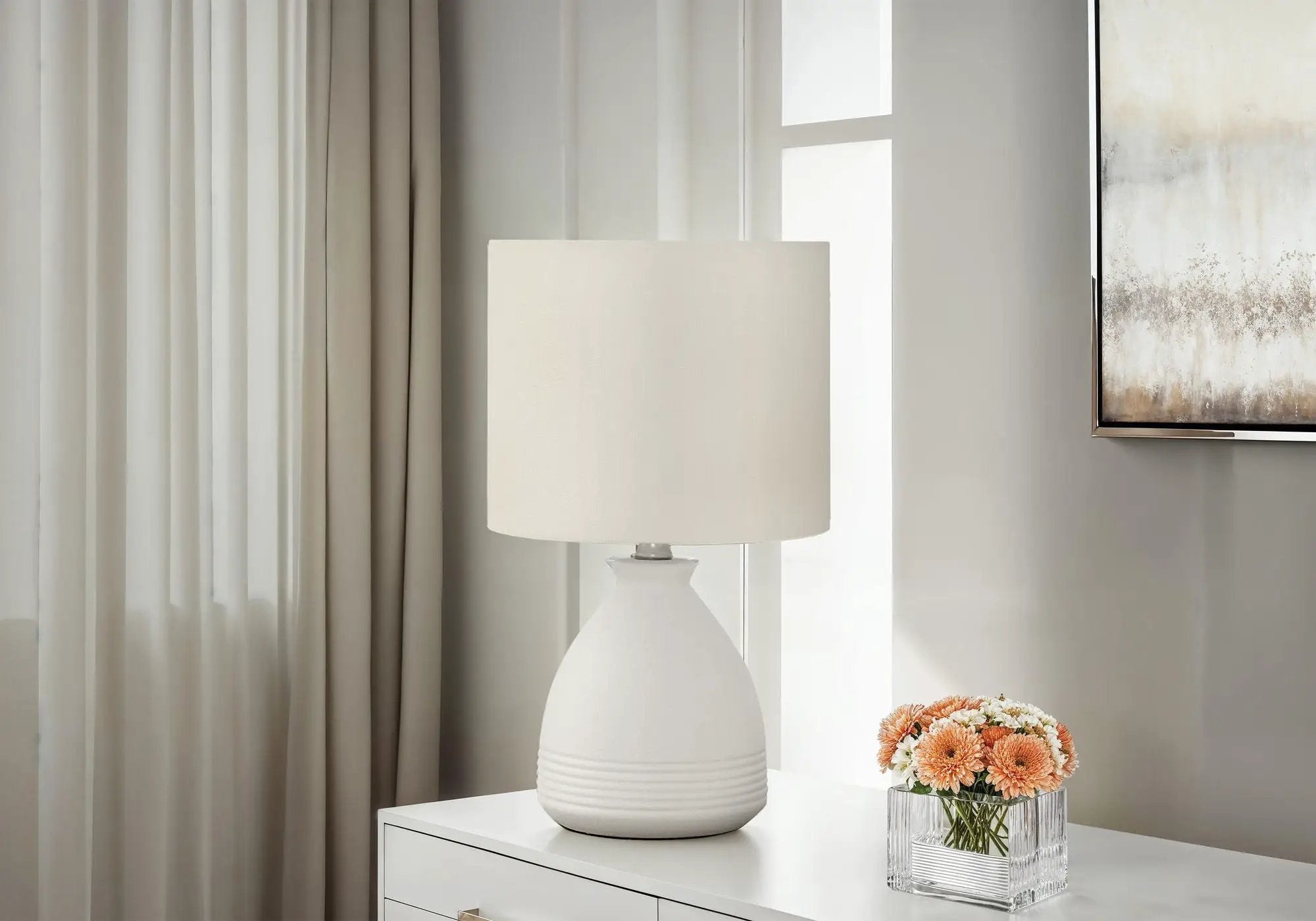 Lighting, Modern Table Lamp - Cream by HouseOfZazla