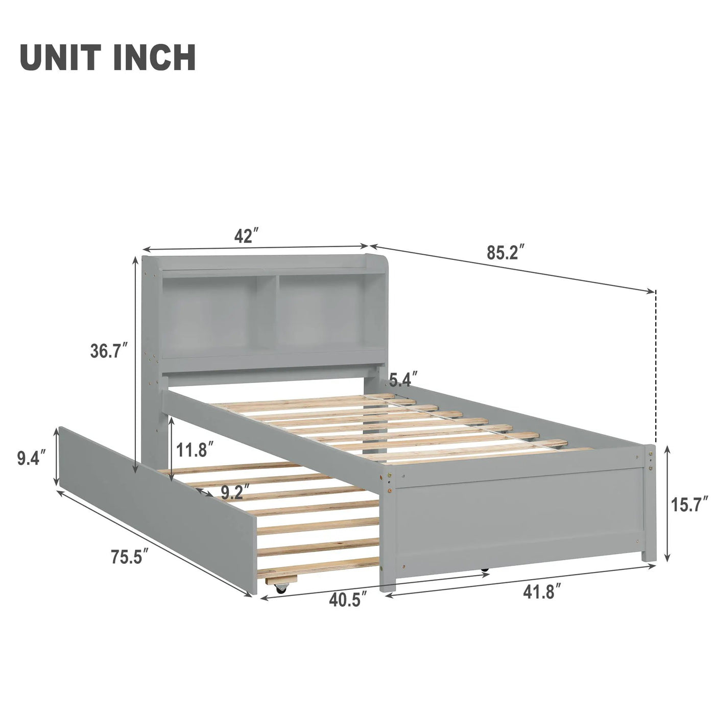 Twin Bed With Trundle, Bookcase by HouseOfZazla