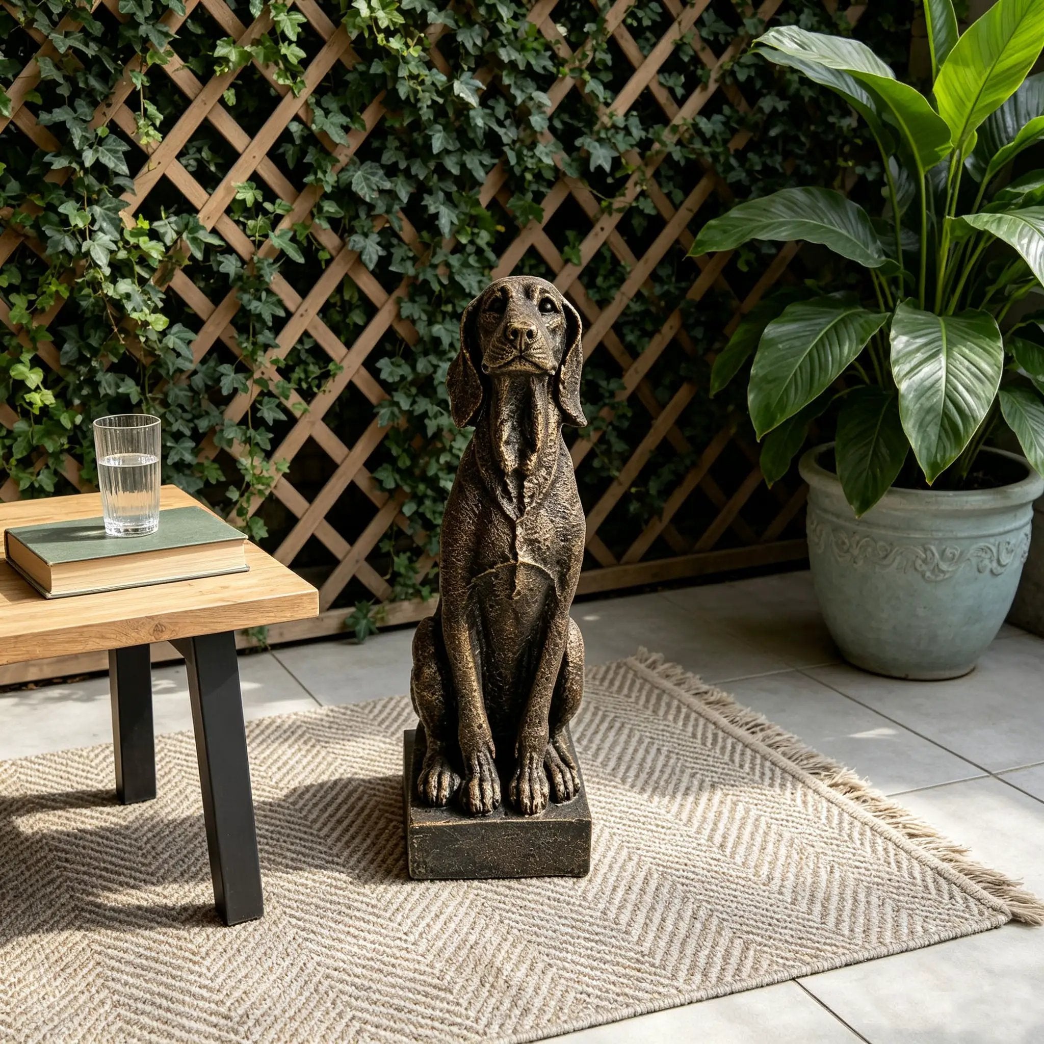 Vintage Bronze Sitting Hound Dog Statue by HouseOfZazla