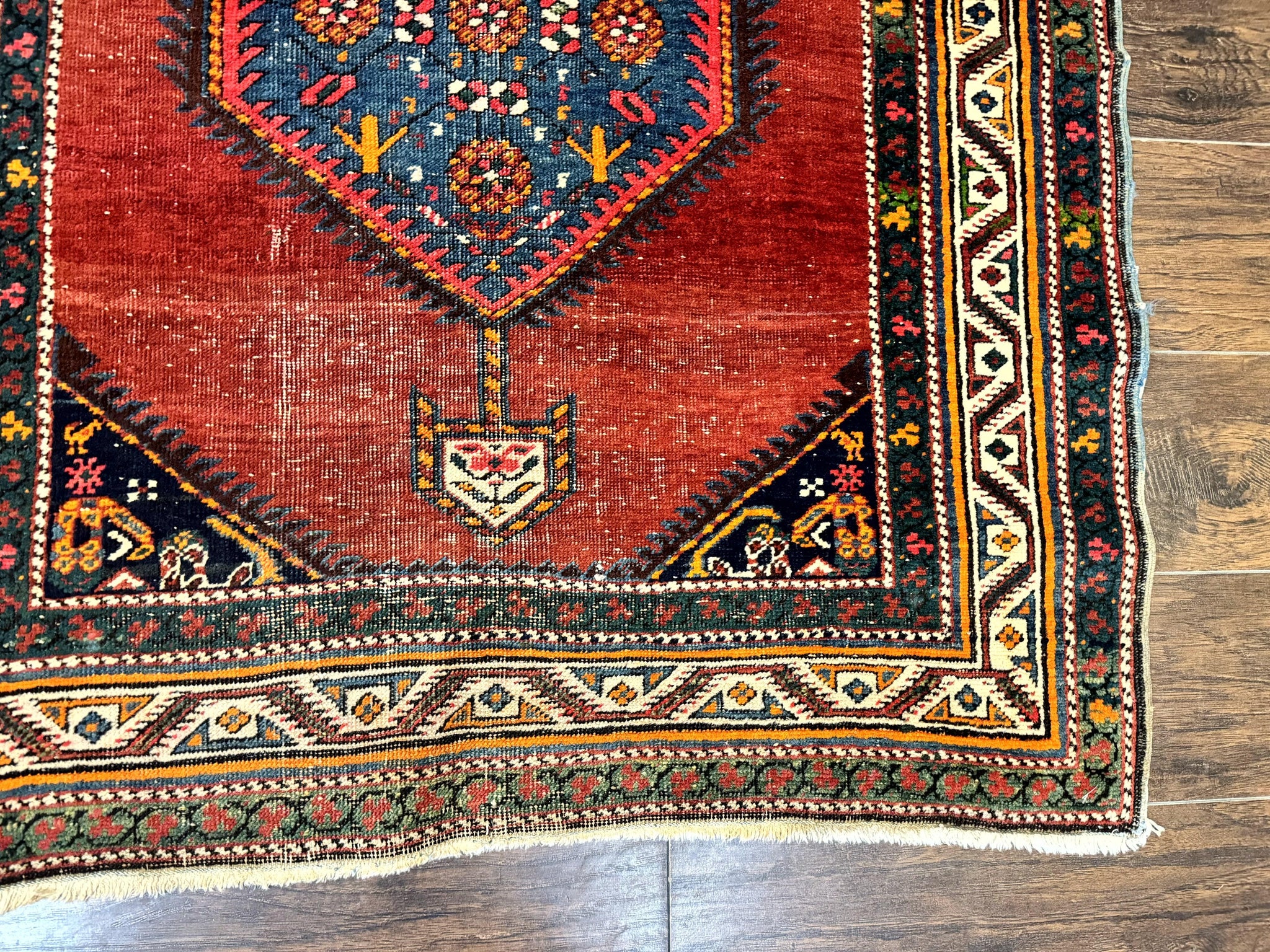 Antique Persian Sarab Runner Rug 3.9 x 12, Red, Handmade, Tribal Runner, Wool, Signed by Jewel Rugs