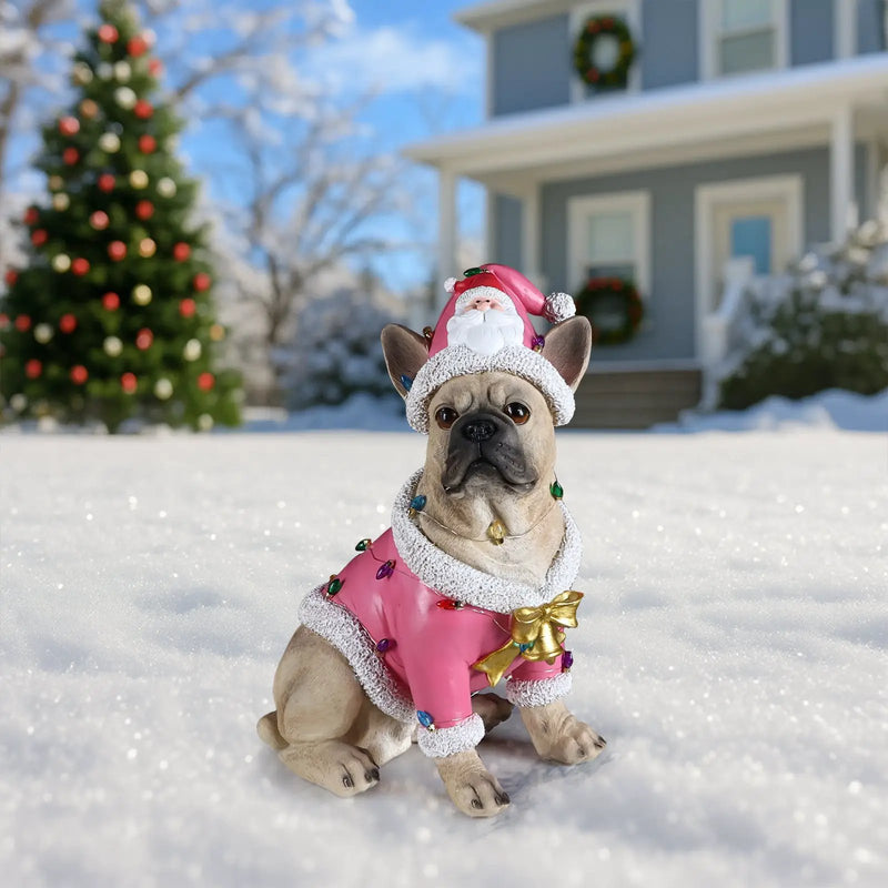 Christmas French Bulldog Statue by HouseOfZazla