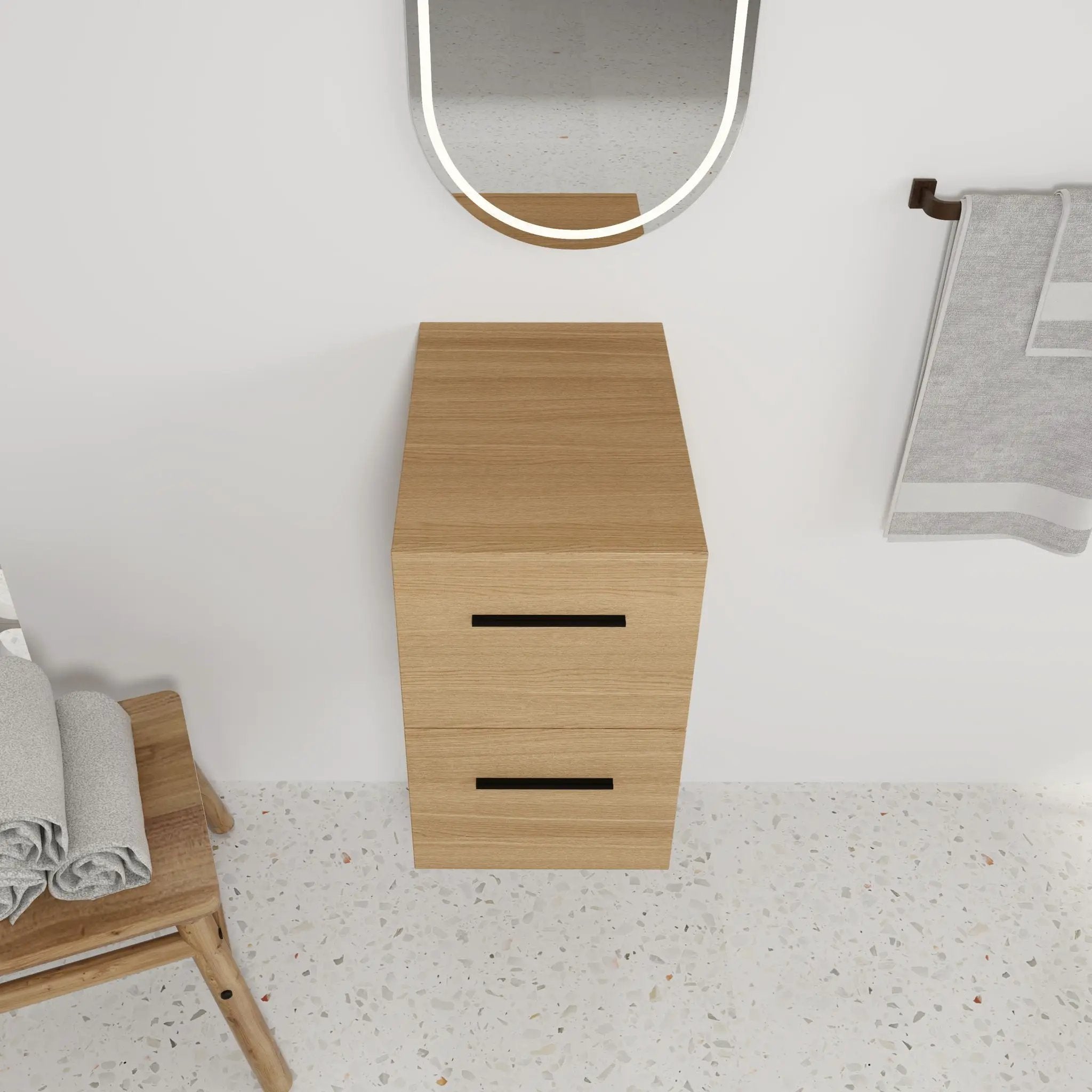 Floating Bathroom Vanity Drawer Base, Wall Mounted Storage With 2 Drawers - Light Oak by Unique Piece Furniture
