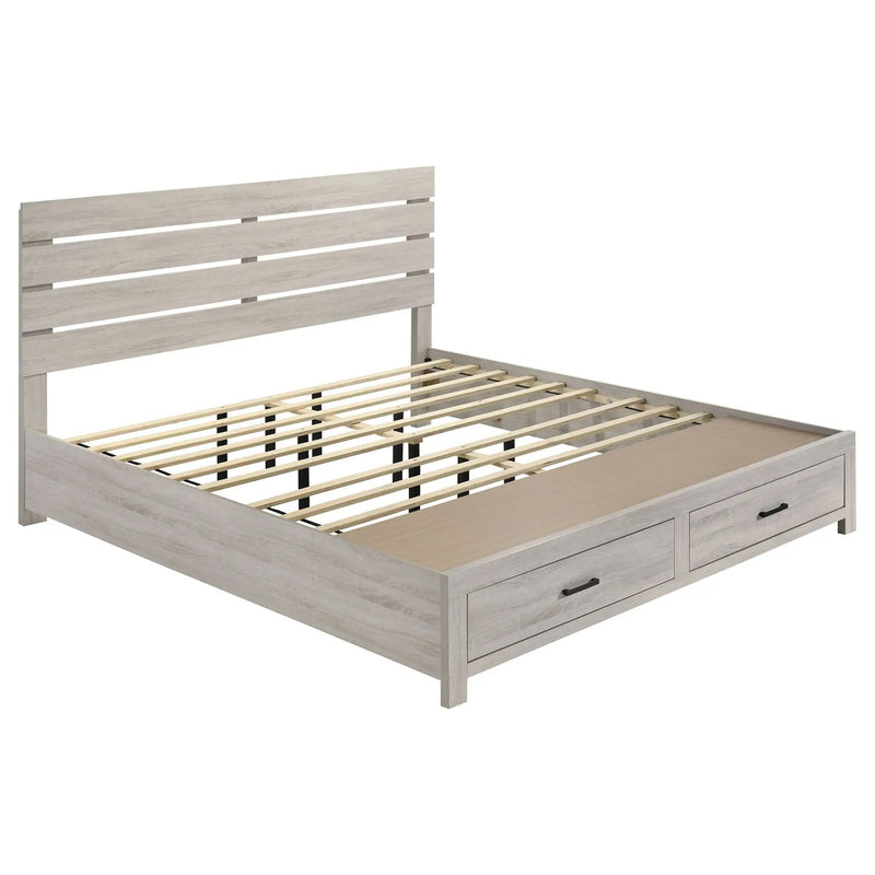 Brantford Wood Eastern King Storage Panel Bed Coastal White by Unique Piece Furniture