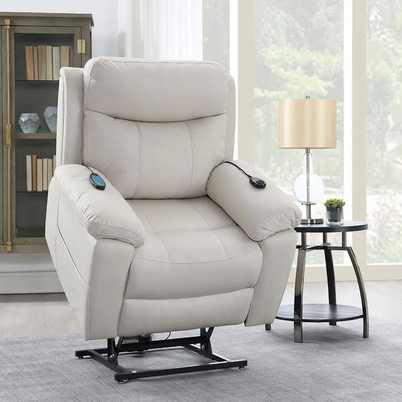 Chriki - Power Recliner With Lift & Heating & Massage - Beige Fabric by Unique Piece Furniture