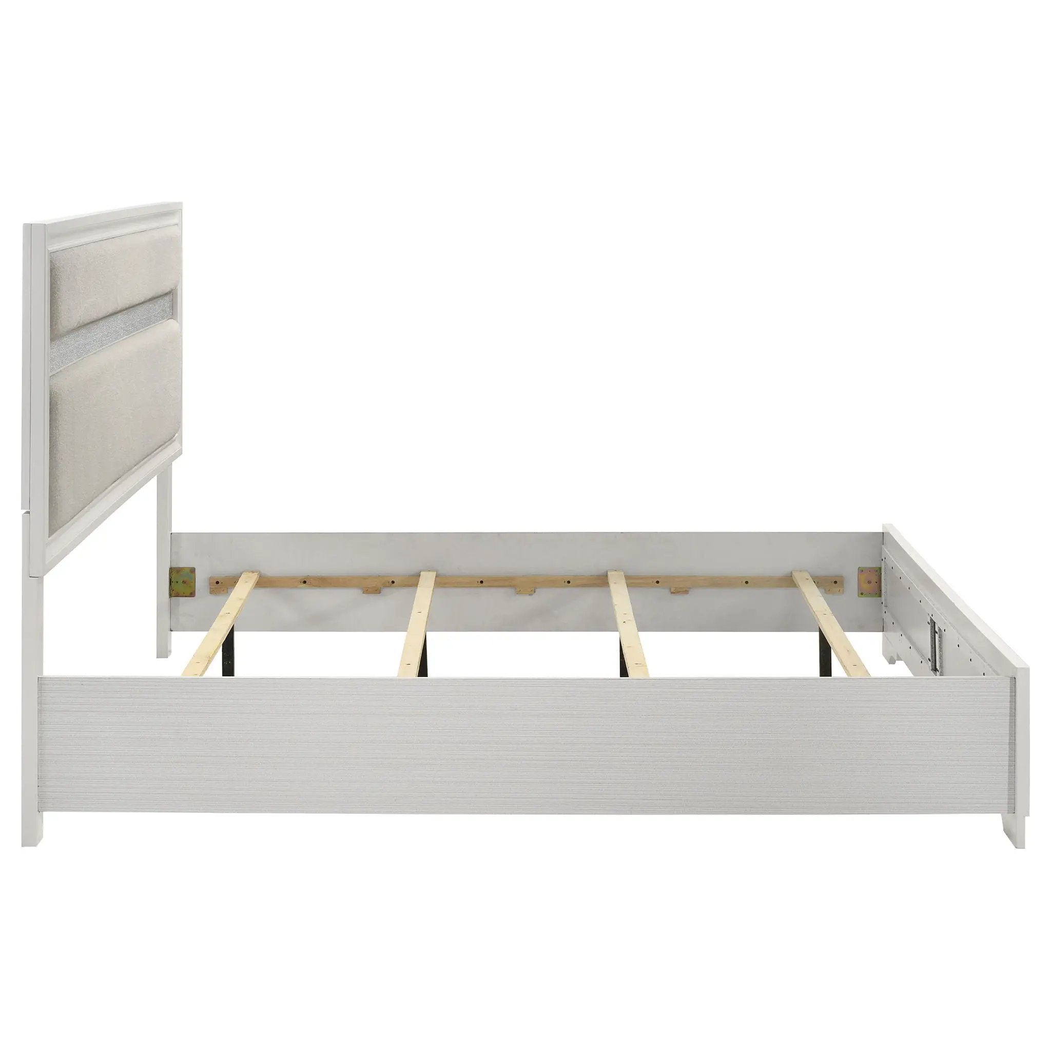 Miranda 54-inch Upholstered Eastern King Panel Bed White by Unique Piece Furniture