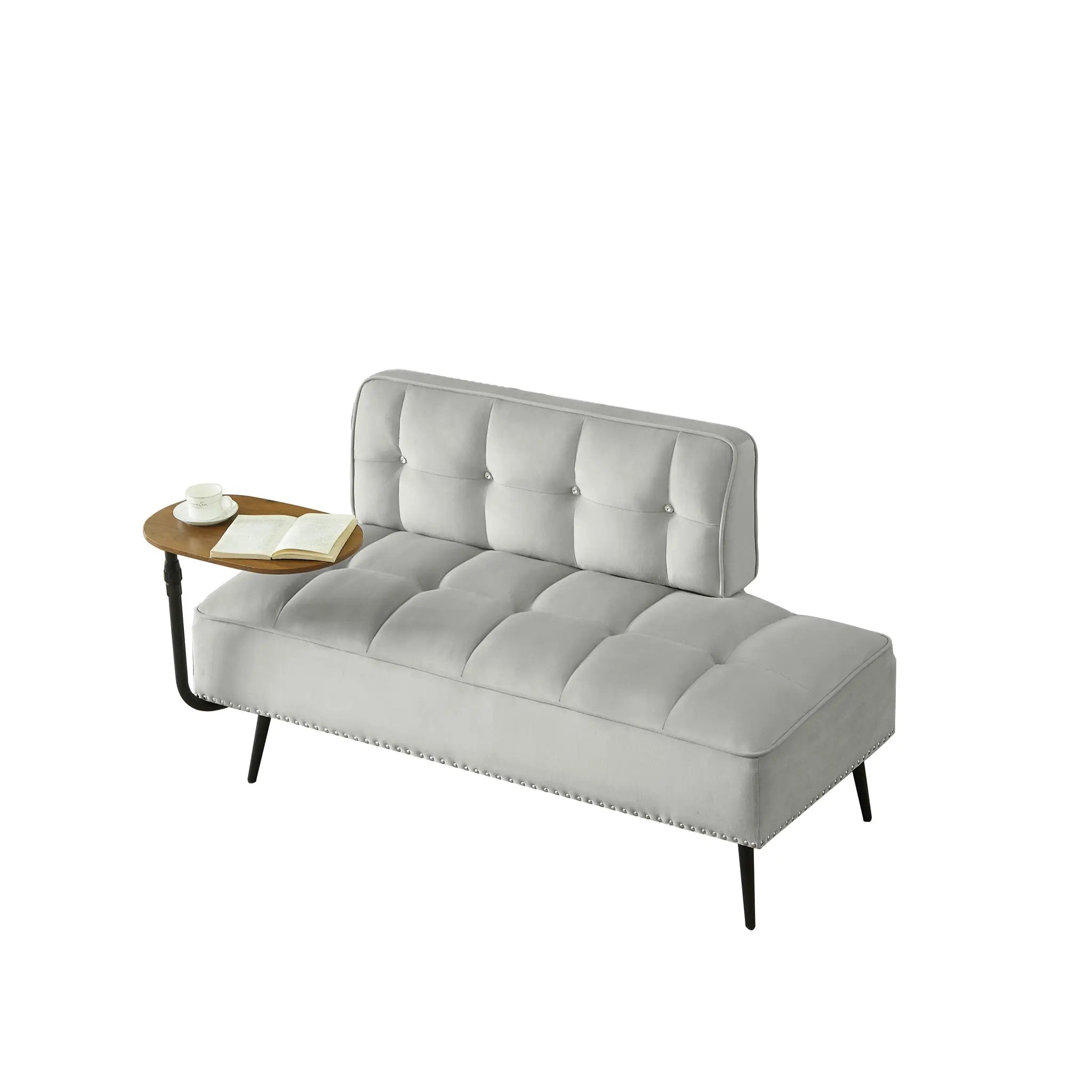 54-Inch Modern Two-Seater Velvet Sofa with Rotating Table by HouseOfZazla