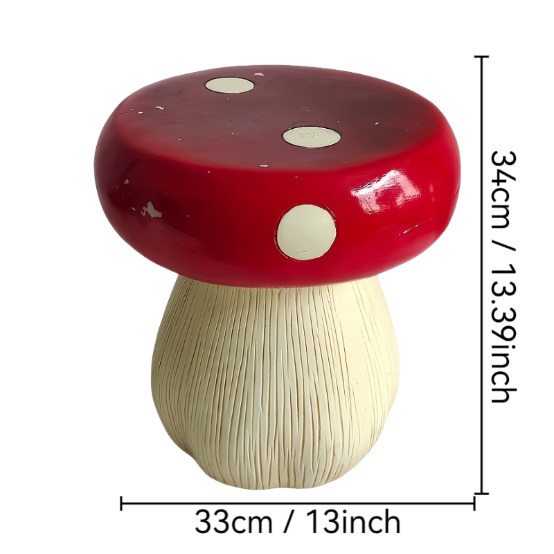 13.8" Oversized Mushroom Statue Stool with Forest Base by HouseOfZazla