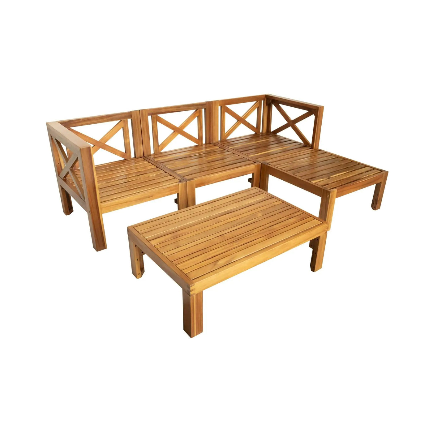 Alora 5-Piece Outdoor Patio Wood Sectional Sofa Set With Cushions (SAK31297) by SAKSBY WHOLESALE