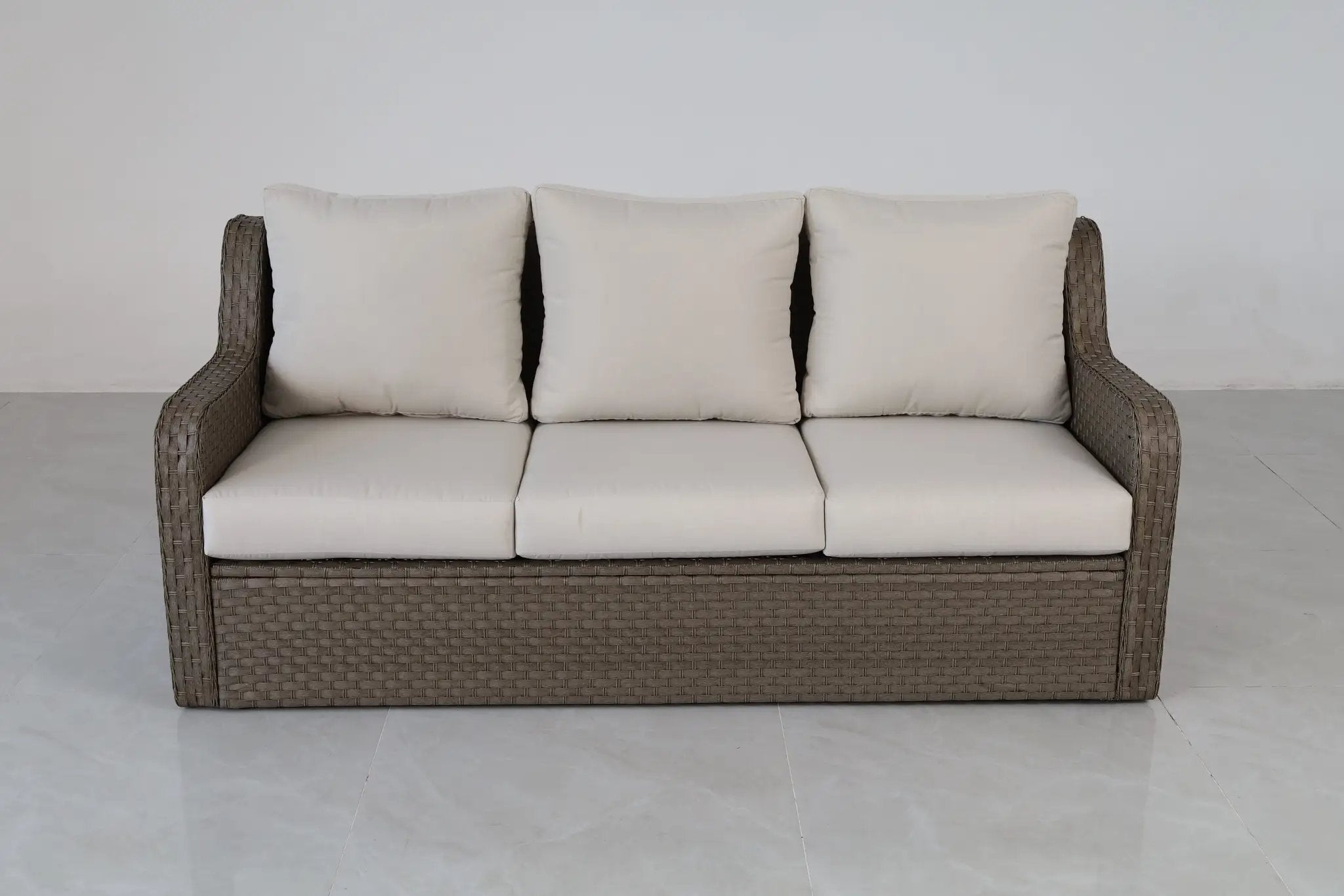 Luxury Rattan Patio Conversation Set – Includes 2 Swivel Chairs, Sofa, Coffee Table, And 2 Ottomans With Premium by HouseOfZazla