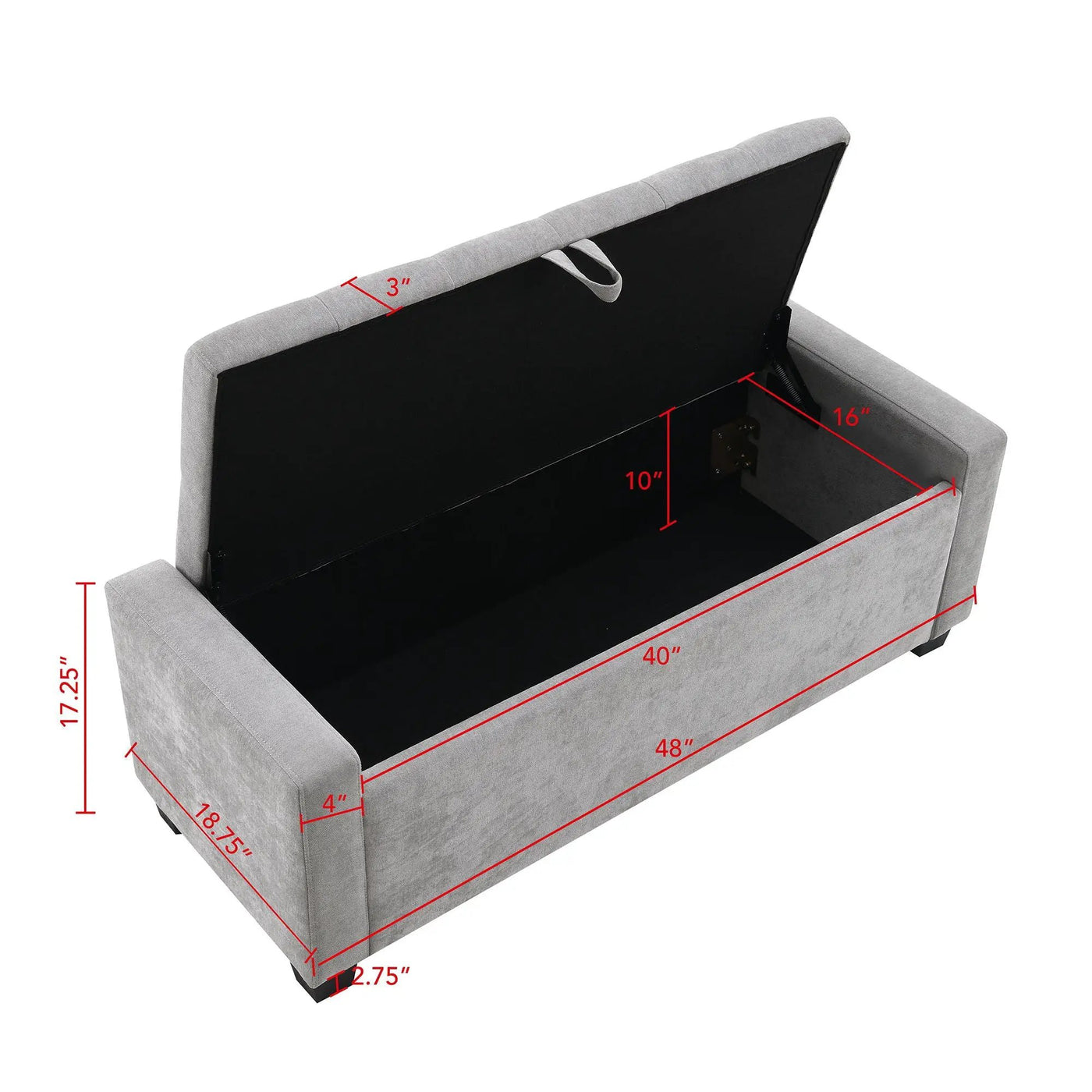 Upholstered Storage Ottoman Bench With Button Tufting And Safety Hinge by HouseOfZazla