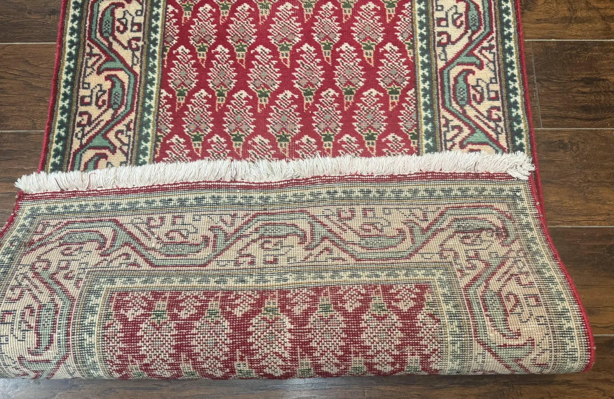 Persian Tabriz Runner Rug 3x16, Paisley Boteh Design, Red and Cream, Rug for Hallway, 16ft Wool Runner by Jewel Rugs