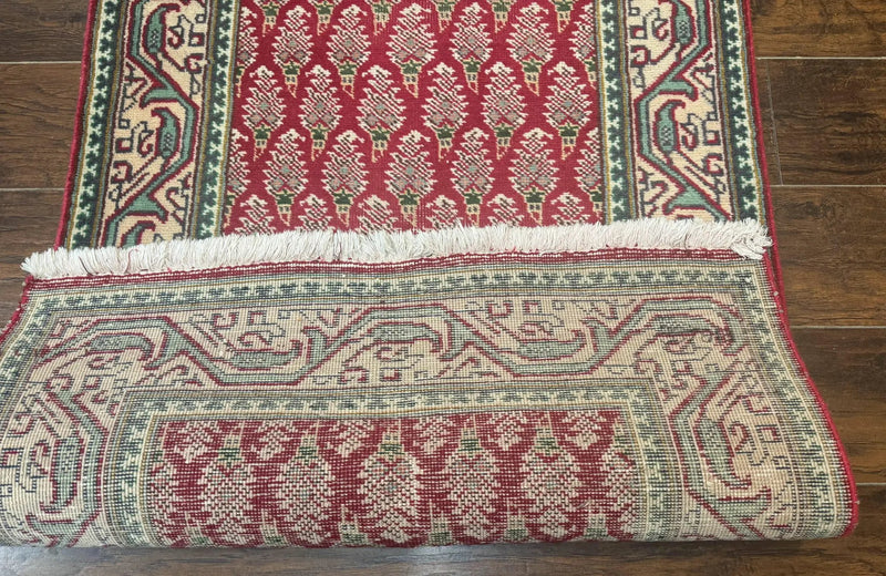 Persian Tabriz Runner Rug 3x16, Paisley Boteh Design, Red and Cream, Rug for Hallway, 16ft Wool Runner by Jewel Rugs