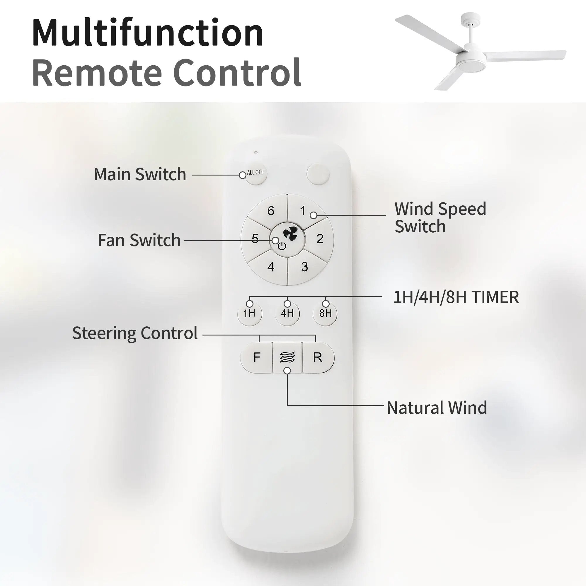 52" Ceiling Fan Without Light with Remote Control and Reversible DC Motor by HouseOfZazla