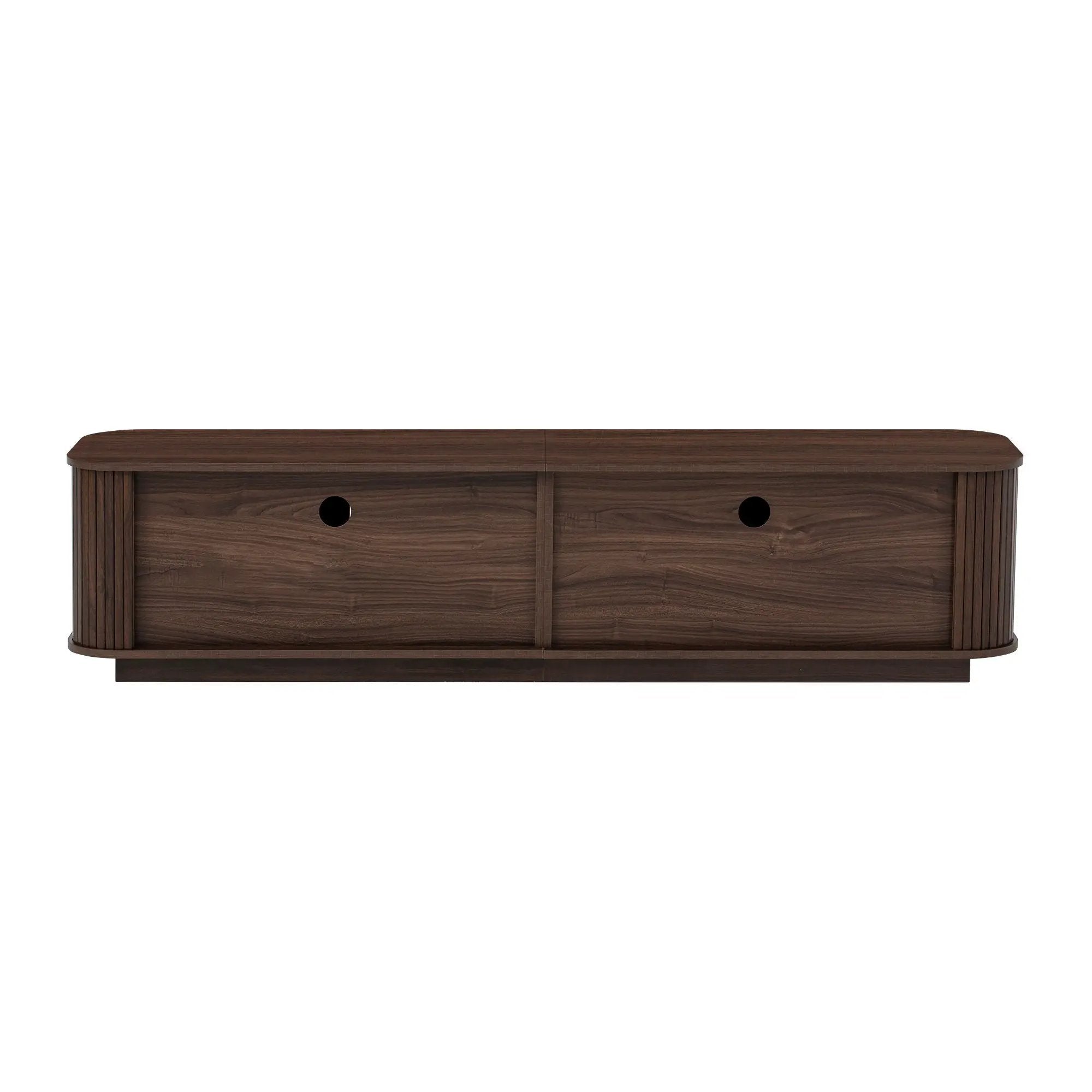 70" TV Stand With Ample Storage, Refined Curved Corners - Dark Brown
