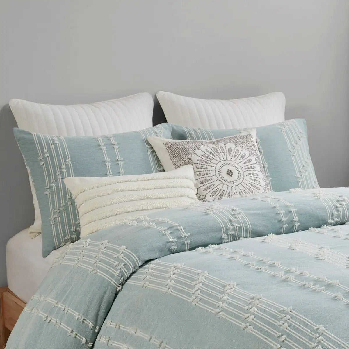 King/Cal King 3 Piece Cotton Jacquard Duvet Cover Set by HouseOfZazla