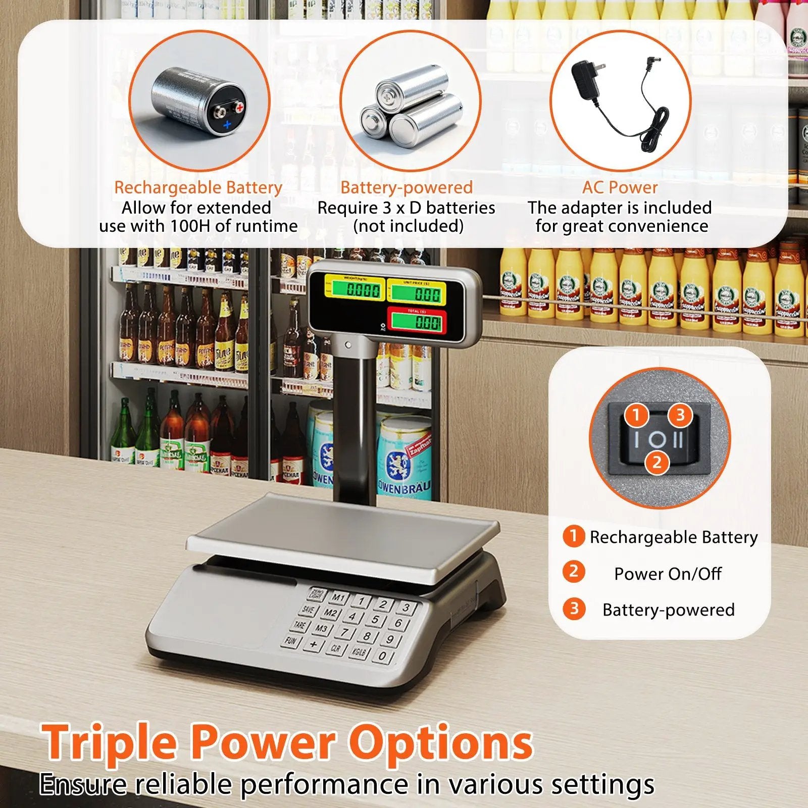 88lb Price Computing Scale with Pole Dual LCD Display Digital Commercial Food Scale by DirectDeals