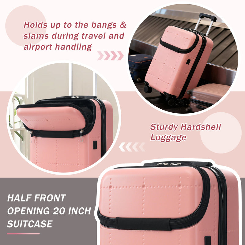 Hardside Luggage Set 5 Piece with Bags,20IN Half-opening Carry on Luggage with USB Port, Expandable 24IN 28IN Luggage with Double Spinner Wheels TSA Lock, photo 4 of 10