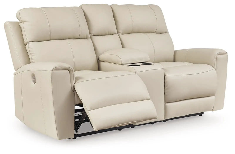 Dahlmoore - Dbl Power Reclining Loveseat With Console - Almond by Unique Piece Furniture