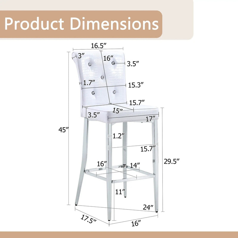 Bar Chairs & Crystal Clasp Design (Set of 2) by Unique Piece Furniture
