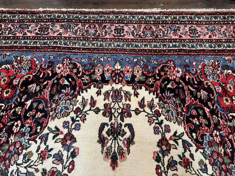 Palace Size Persian Rug 10 x 21 ft, Antique Hamadan Bibikabad Carpet, Handmade Antique Wool Oversized Rug, Ivory, Semi Open Field by Jewel Rugs
