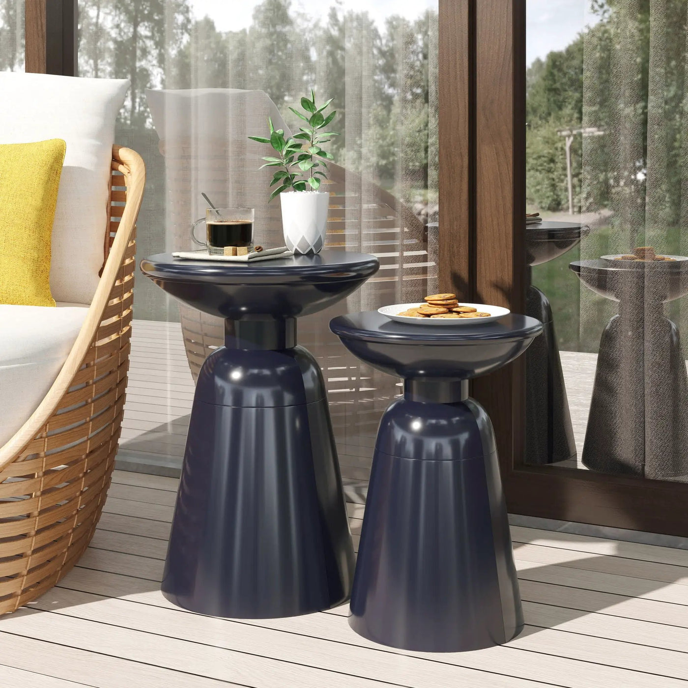 Serenita Outdoor Side Tables With Flared Design (Set of 2) by HouseOfZazla