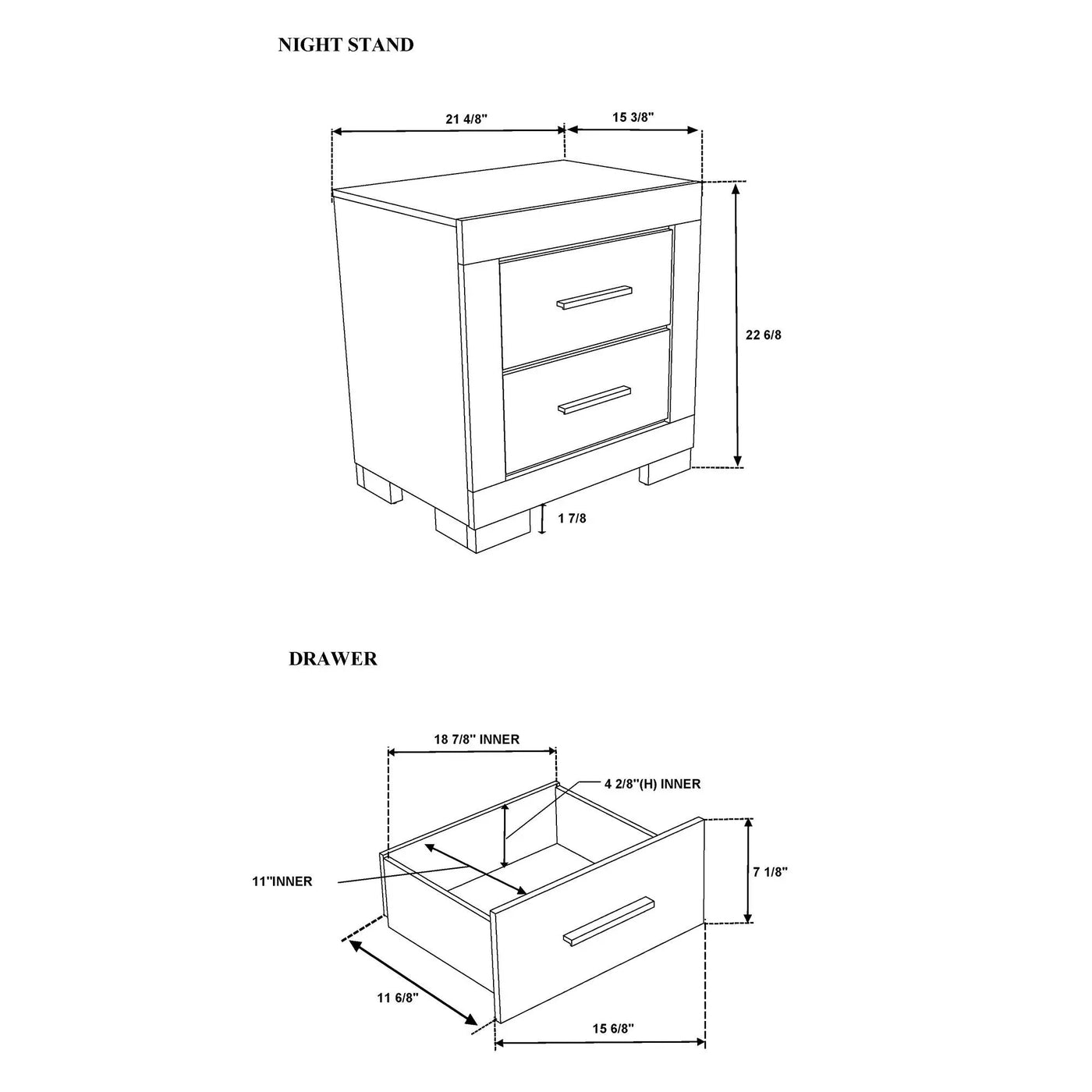 Elsa - 2 Toned Nightstand With Bar Handle And Spacious Drawers by HouseOfZazla