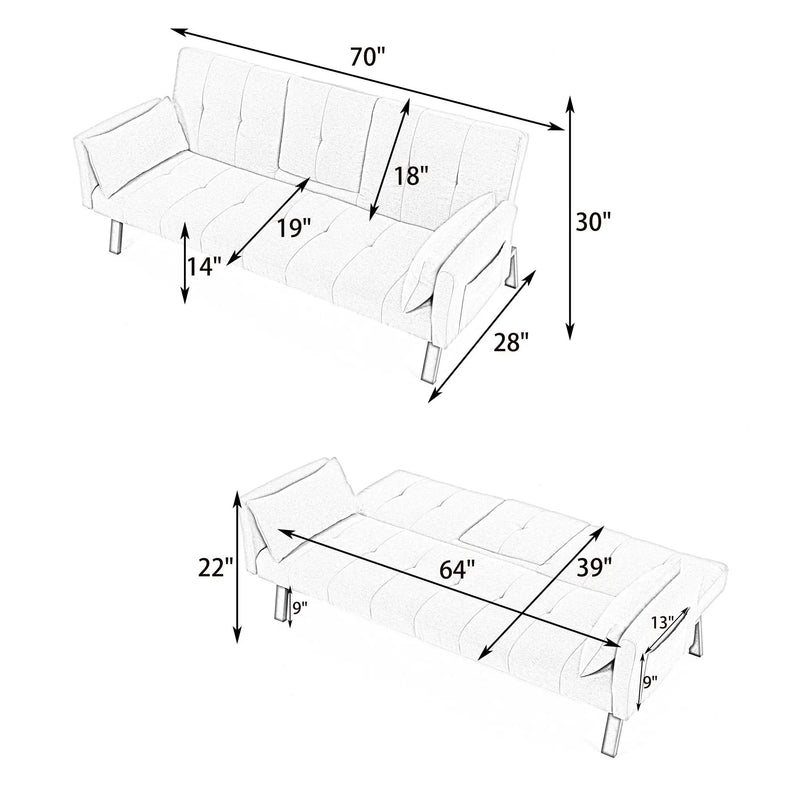 Sofa Bed With Foldable Design And Cup Holder - Green by HouseOfZazla