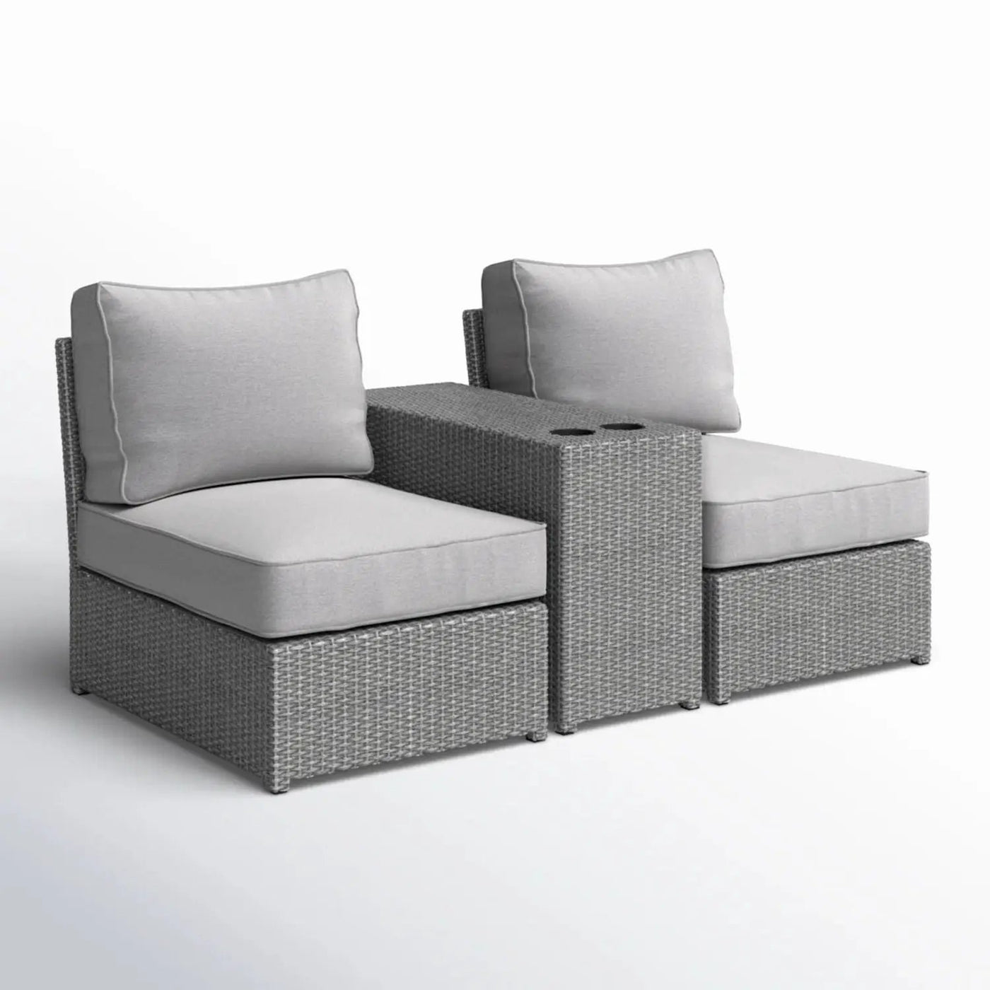 2 Person Wicker Conversation Set With Cushions, Weather Resistant by Unique Piece Furniture