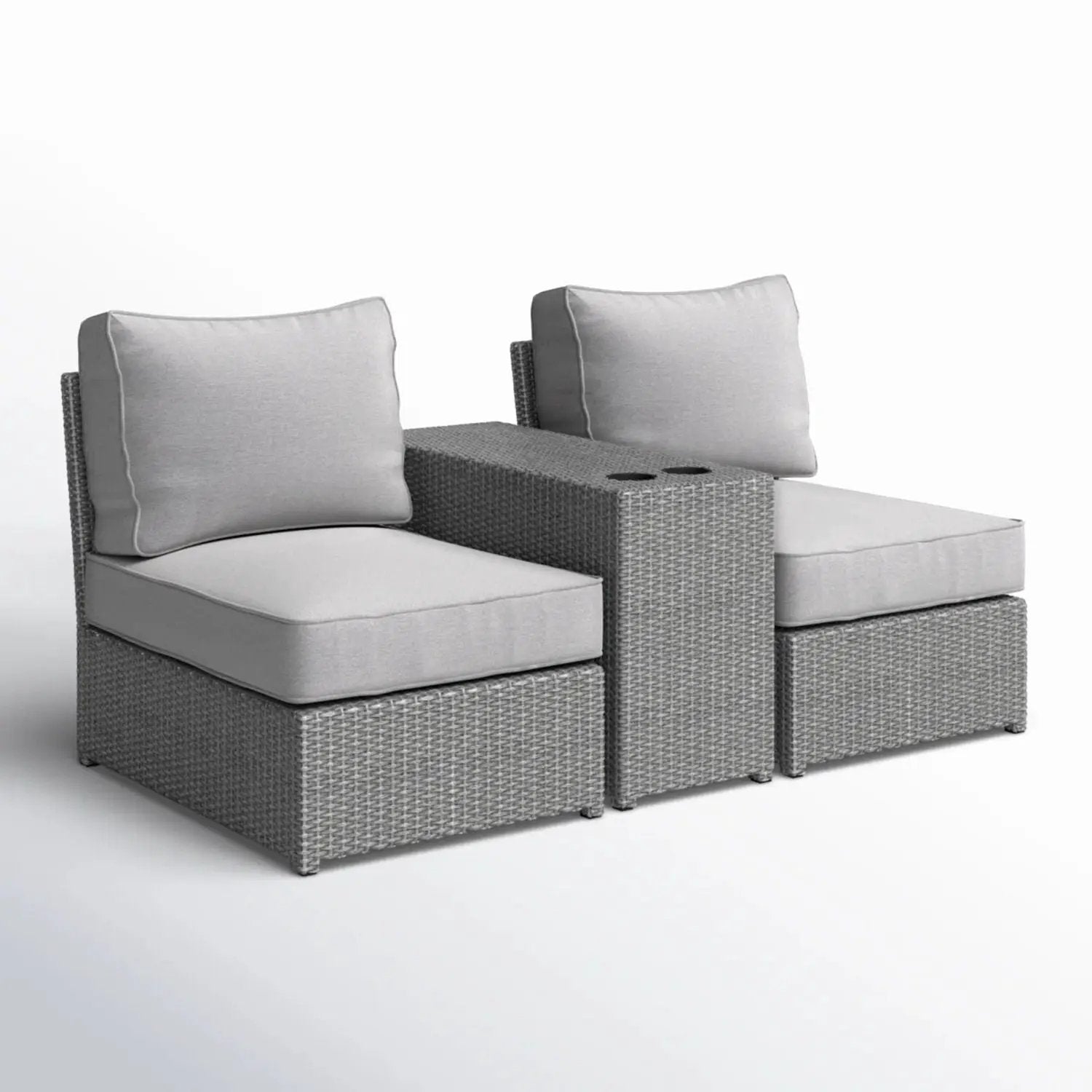 2 Person Wicker Conversation Set With Cushions, Weather Resistant by Unique Piece Furniture